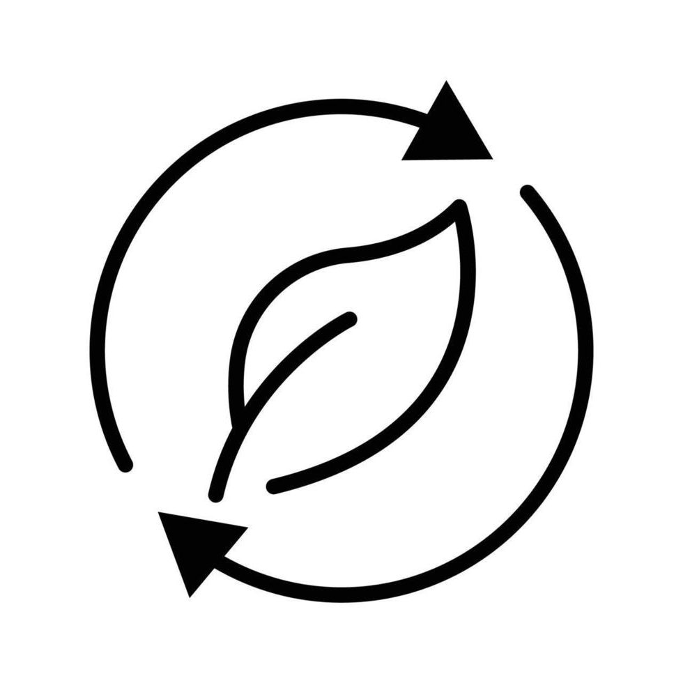 Sustainability icon with leaf and circular arrows